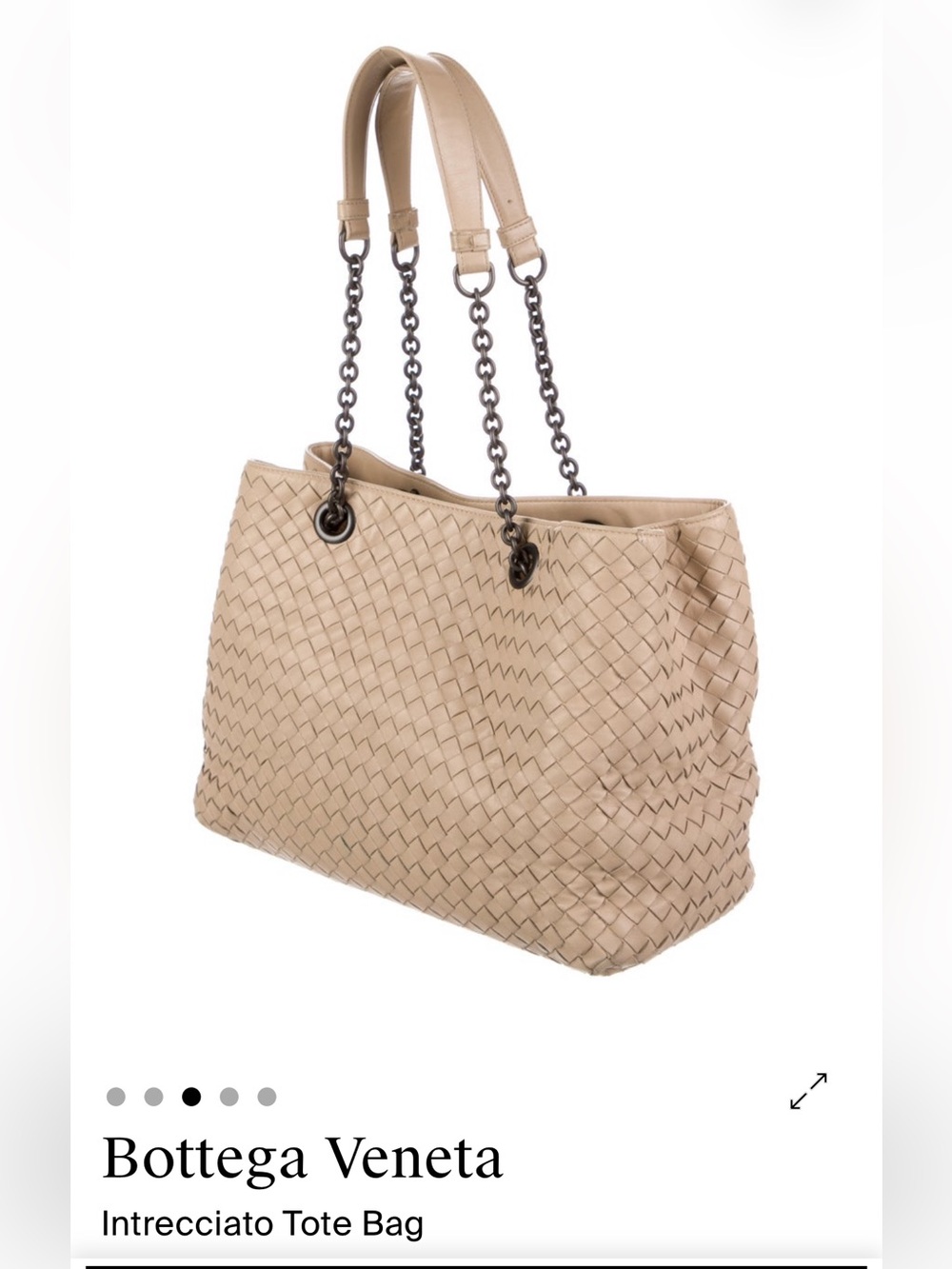Bottega Veneta Taupe Intrecciato Chain-Handle Tote